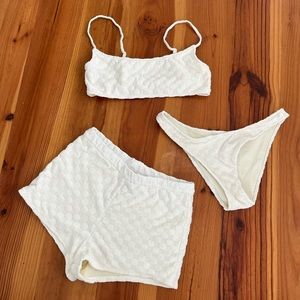 triangl swim white check 3 piece bikini set